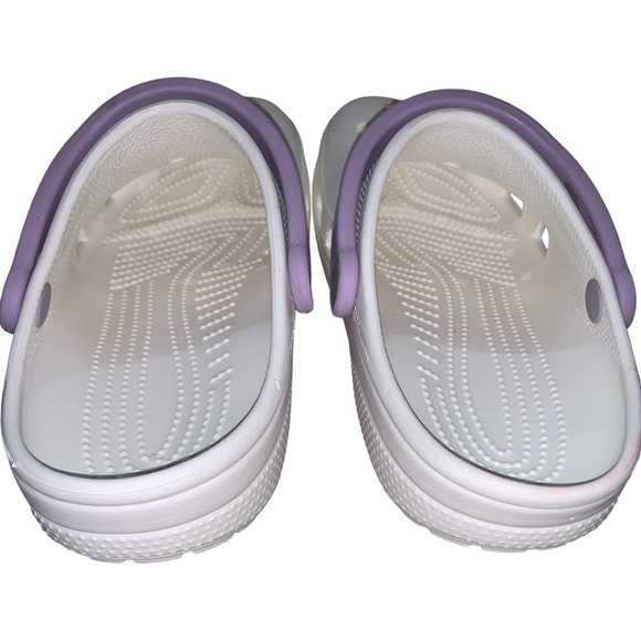 CROCS Lavender Strap Clog Slip on Slides Size M7 W9 White Purple EUC - Picture 2 of 6